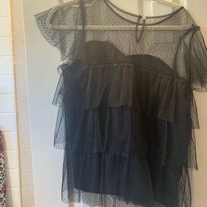 ruffle black womens top soze medium never worn originally $60